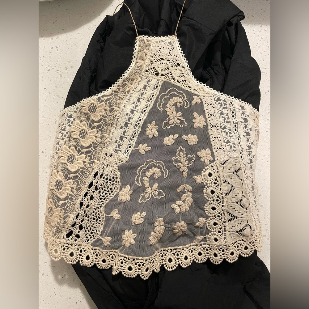 Free People- Crochet Lace halter, Ivory - Picture 7 of 8